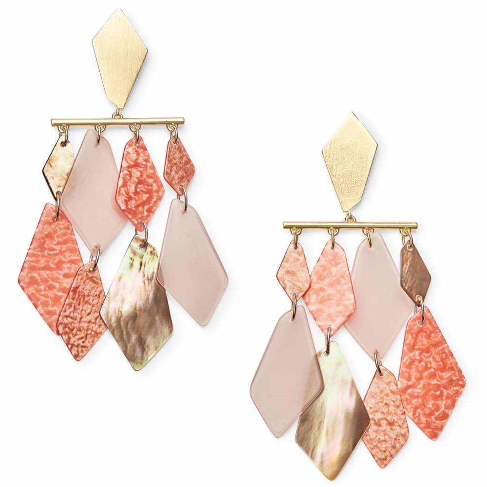 Hanna Gold Statement Earrings in Peach Mix